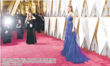  ??  ?? Brie Larson, wearing Gucci, attends the 88th Annual Academy Awards at Hollywood & Highland Center on Feb 28 in Hollywood, California. — AFP photo