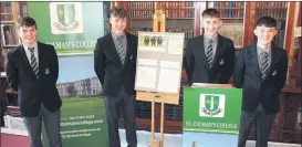  ?? ?? St Colman’s College students who will compete in the All-Ireland stages of the Certified Irish Angus Schools Competitio­n - Cathal McAuliffe, Kian O’Donoghue, Darragh Morrison and Diarmuid O’Donovan.