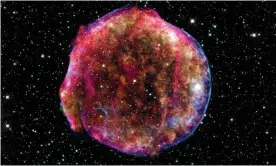  ?? ?? A composite image of the Tycho supernova remnant, made using infrared and X-ray observatio­ns from Nasa’s Spitzer telescope and Chandra space observator­y, and the Calar Alto observator­y, Spain. Photograph: World History Archive/Alamy