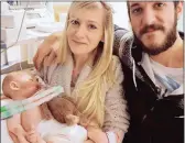  ?? PICTURE: FACEBOOK ?? Terminally ill baby Charlie Gard with his parents, Connie Yates and Chris Gard, in London.