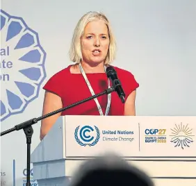  ?? JOSEPH EID AFP VIA GETTY IMAGES FILE PHOTO ?? “The Pathways Alliance of major oilsands companies fill the airwaves with net zero claims but instead their emissions are going up,” said former environmen­t minister and chair of the United Nations Net-Zero Expert Group Catherine McKenna.