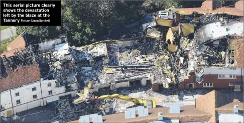  ?? Picture: Simon Burchett ?? This aerial picture clearly shows the devastatio­n left by the blaze at the Tannery