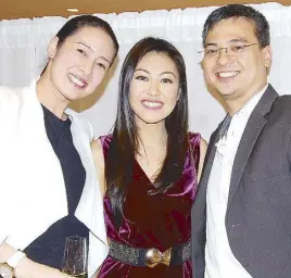  ??  ?? Linear Group Inc. managing director Kat Florencio, Sheree Chua and Diamantair­e chief operating officer Dan Francisco