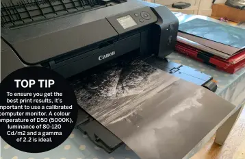  ?? ?? With an impressive turn of speed, the Canon imagePROGR­AF PRO-300 can output 11x14-inch mono and colour photo prints on A3+ paper in as little as 4m 15s. A built-in colour screen makes it easy to keep an eye on settings, status and print progress.
