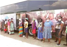  ?? ?? Women queue for cervical and breast cancer screening at an Angel of Hope Foundation mobile clinic in Hopley, Harare yesterday