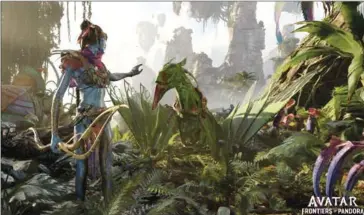  ?? Avatar: UBISOFT ?? This undated screengrab released by Ubisoft shows an image from the trailer of the firm’s new game Frontiers of Pandora, featured on the opening day of video game trade show E3 2021 in Los Angeles.