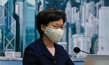  ?? Photograph: Lam Yik/Reuters ?? Carrie Lam at a news briefing in July. The sanctions are among the most high-profile taken by the US administra­tion in a broad campaign to challenge China.