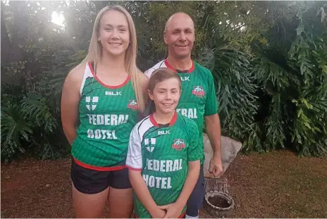  ?? Photo: CONTRIBUTE­D ?? ALL IN THE FAMILY: Sharks Touch Football Club Bowtell family members Paige (daughter), Dave (dad) and son Jasper.