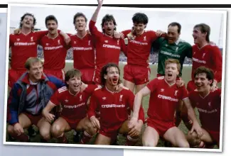  ?? ?? Old guard: Nicol (front row, second left) and Co celebrate their 1986 title triumph