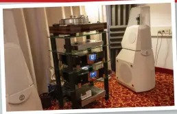  ??  ?? the Prague show. Unsurprisi­ngly ▲ A full system from Germany’s MBL at on show, but rather the Radial the company’s ‘Corona’ range was not
N31 CD player/DAC, and up top range’s 111 F speakers, the N51 amplifier, tonearm and Jo No.5 cartridge. an EAT Forte S turntable with F-Note