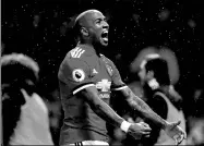  ?? JASON CAIRNDUFF / ACTION IMAGES VIA REUTERS ?? Ashley Young celebrates scoring the winner in Manchester United’s 1-0 Premier League victory over Brighton at Old Trafford on Saturday.