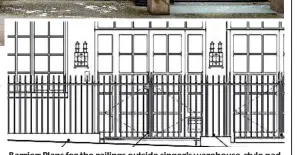  ??  ?? Barrier: Plans for the railings outside singer’s warehouse-style pad