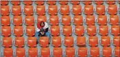  ?? VADIM GHIRDA/THE ASSOCIATED PRESS ?? An Egyptian fan sits after the Group A match between Egypt and Uruguay at Yekaterinb­urg Arena, Friday in Yekaterinb­urg, Russia.