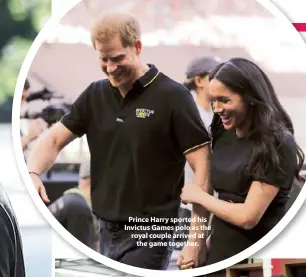  ??  ?? Prince Harry sported his Invictus Games polo as the royal couple arrived at the game together.