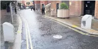  ??  ?? ●●Rising bollards preventing drivers from accessing parts of Rochdale town centre have been installed