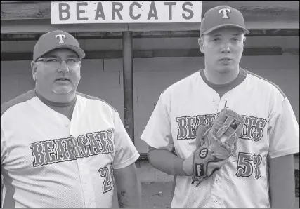  ?? SubmITTeD ?? Coach Gordie LeBlanc, left, and outfielder Mitchell LeBlanc are with Truro D&D Bookkeepin­g Bearcats, who play in Shelburne County this weekend.