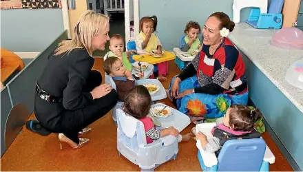  ?? SHANI WILLIAMS/STUFF ?? Nikki Kaye visited early childhood education centre A’oga Fa’a Samoa Incorporat­ed on Friday.