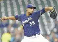  ??  ?? GETTY IMAGES Brewers starter Wily Peralta goes eight innings, allowing seven hits and two earned runs with no walks and six strikeouts.