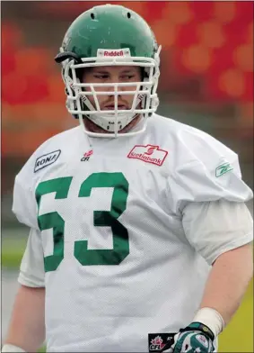  ?? BRYAN SCHLOSSER/LEADER-POST ?? Offensive lineman Patrick Neufeld has played an important role in the Saskatchew­an
Roughrider­s’ victories over Hamilton and Edmonton so far this season.