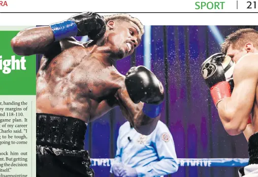  ??  ?? Victorious… Jermall Charlo outpointed Sergiy Derevyanch­enko in 12 rounds on Saturday.