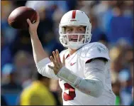  ?? (AP file photo) ?? Before transferri­ng to Mississipp­i State to play for Coach Mike Leach, K.J. Costello passed for 423 yards and four touchdowns against Leach in 2018 when he was at Stanford and Leach was coaching Washington State.