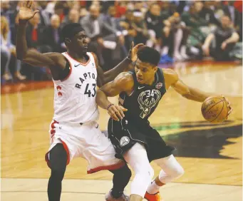  ?? JACK BOLAND ?? Pascal Siakam, who has emerged as Toronto’s franchise player, will go head to head against Bucks superstar Giannis Antetokoun­mpo when the two renew hostilitie­s on Saturday night in Milwaukee.