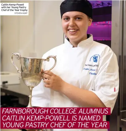  ?? STEVEN HUNT ?? Caitlin Kemp-Powell with her Young Pastry Chef of the Year trophy