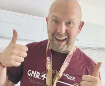  ??  ?? Chris Johnson completed the Great North Run ahead of taking on the London Marathon in October.