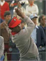  ?? ASSOCIATED PRESS FILE PHOTO ?? Lee Elder participat­es in the 1975Master­s Tournament, the year he became the first Black golfer to play in the tournament. Elder died on Sunday at the age of 87.