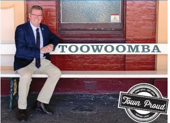  ?? Photo: Contribute­d ?? TOWN PROUD: Federal Member for Groom John McVeigh is proud of the growth and developmen­t of Toowoomba and the Darling Downs.