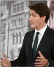  ?? The Canadian Press ?? Liberal Leader Justin Trudeau takes part in the first French leaders’ debate in Montreal.