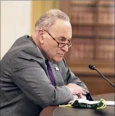  ?? Anna Moneymaker / New York Times ?? Senate Majority Leader Chuck Schumer says the remaining relief checks will provide a boost, but that the expanded child tax credit in the American Rescue Plan will “take our kids out of poverty.”