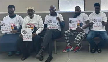  ?? | Supplied ?? FAMILY of murdered Abdirashid Haji Mohammed gathered at Bellville Magistrate’s Court yesterday, calling for the suspects to remain behind bars.