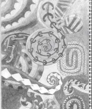  ??  ?? This pencil drawing, by Lawrence Area School year 11 art pupil Mikayla Swanson, is inspired by Maori motifs.