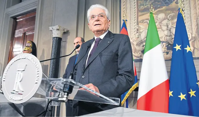  ?? Ettore ferrari/ap ?? Mattarella dio un breve pero contundent­e discurso ayer tras el fracaso de otra ronda de negociacio­nes