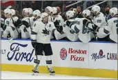  ?? EVAN BUHLER — THE CANADIAN PRESS VIA AP ?? San Jose Sharks forward Logan Couture (39) celebrates his goal against the Toronto Maple Leafs during the second period Friday in Toronto.