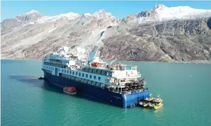  ?? Photograph: Danish Air Force/Arctic Command/Reuters ?? The Ocean Explorer will be taken to a port to assess any damage, while the passengers will be flown home, said the vessel’s owner.