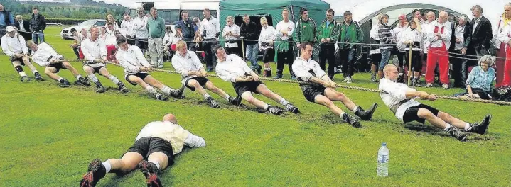  ??  ?? ●● Bosley Tug of War Club were representi­ng England in Belfast but couldn’t bring home a medal