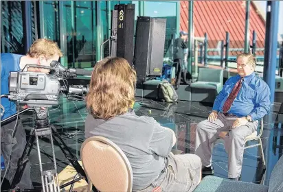  ?? MAURICE FITZGERALD PHOTOGRAPH­Y ?? Author Jack Fitzgerald being interviewe­d for a documentar­y on giant squid hosted by Gordon Pinsent and produced for television by Pope Production­s.