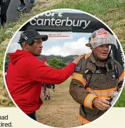  ?? PHOTOS: JOSEPH JOHNSON ?? Philip Hunt of the Darfield Fire Brigade ran the 10-kilometre track in full firefighti­ng gear. About 1300 people completed the course, from Victoria Park to Hanson Park, yesterday.