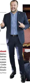  ?? LaPresse/Ansa ?? I duellanti Matteo Salvini e, accanto, Giuseppe Conte nell’aula del Senato
