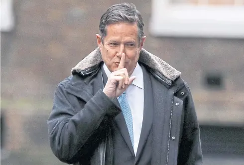  ?? ?? TOO CLOSE FOR COMFORT: Barclays’ then CEO Jes Staley arrives at 10 Downing Street in London on Jan 11, 2018.