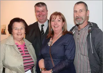  ??  ?? Betty Ryan, James Ryan, Sandra Ryan (exhibiting artist) and Sean McGuire at the BA in Fine Art graduate exhibition in Wexford Arts Centre.