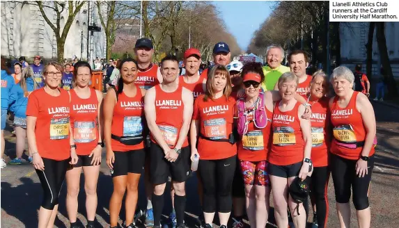  ?? ?? Llanelli Athletics Club runners at the Cardiff University Half Marathon.