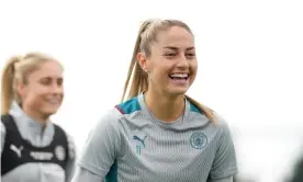  ?? Photograph: Tom Flathers/Manchester City FC/Getty Images ?? Janine Beckie during Manchester City training. ‘People are so passionate about the game in this city,’ she says.