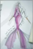  ?? ?? A sketch of an evening gown designed for the then Lady Diana Spencer by British designer Elizabeth Emanuel is displayed.