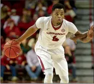  ?? NWA Democrat-Gazette/BEN GOFF ?? Arkansas junior guard Daryl Macon is the team’s second-leading scorer, but it’s his ability to knock down free throws late in games that’s earning respect from teammates and opposing coaches.