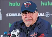  ?? BILL SIKES/AP PHOTO ?? Washington Capitals head coach Barry Trotz speaks to the media on Sunday at the Kettler Capitals Iceplex in Arlington, Va.