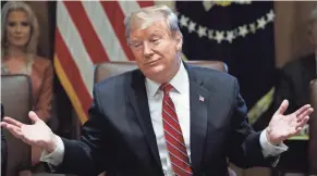  ??  ?? President Donald Trump said at a Cabinet meeting Tuesday that he was dissatisfi­ed with a tentative bipartisan border security agreement.