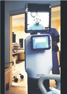  ??  ?? This handout picture released on March 9 by Ernest Quintana’s grand daughter Annalisa Wilharm, shows the robot doctor who came to Ernest’s hospital room at a Kaiser Permanente facility in Fremont, California, to announce he will soon die. — AFP photo